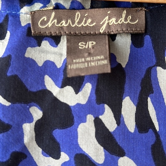 CHARLIE JADE Blue Silk Sheer Pop Over Swim Cover Up Size Small - Picture 2 of 11